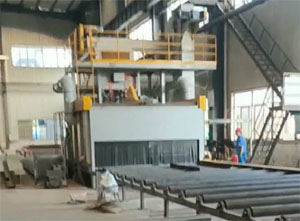 濟南鋼板預處理生產線安裝現場，包括拋丸機、噴漆室、烘幹室等